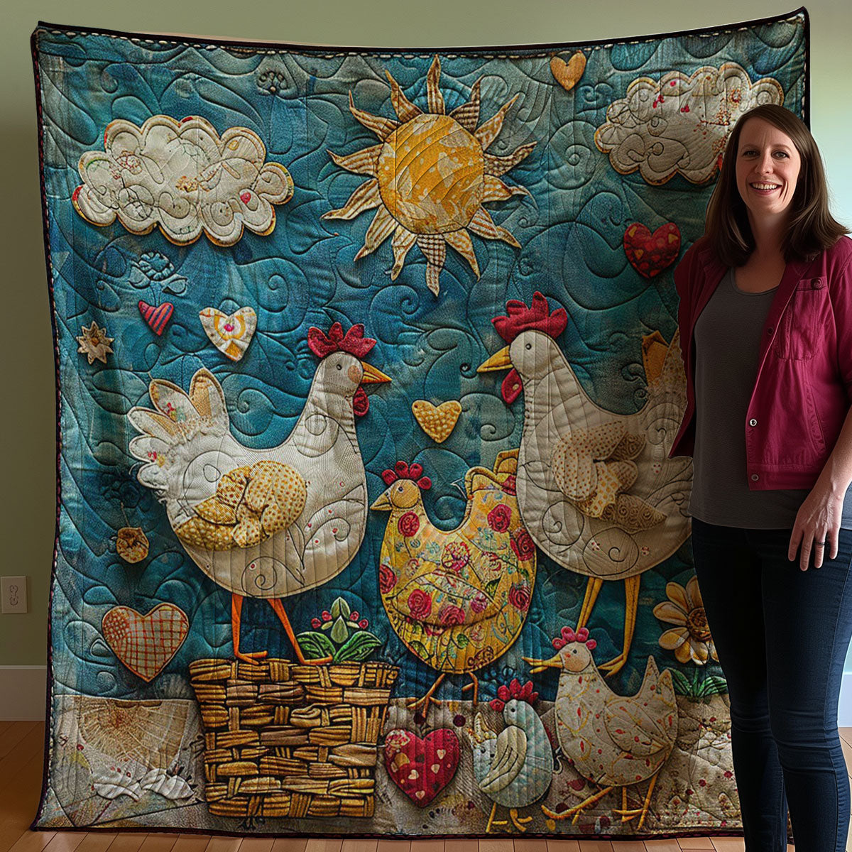 Chickens Family WM290701CL Quilt