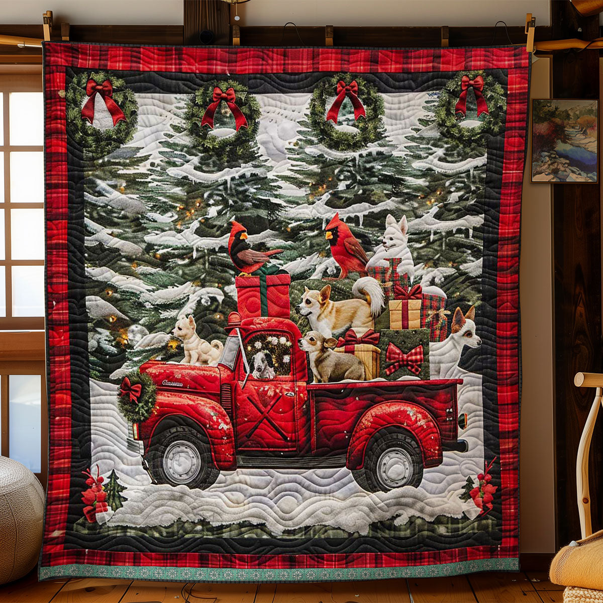 Chihuahua Christmas Ride WN1109029CL Quilt