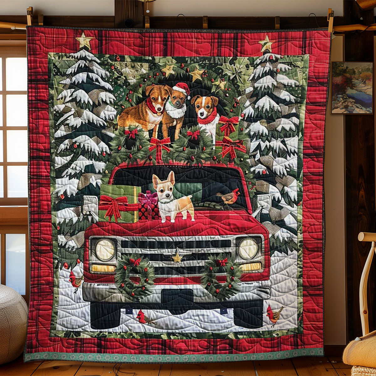 Chihuahua Holiday Truck WN1109036CL Quilt