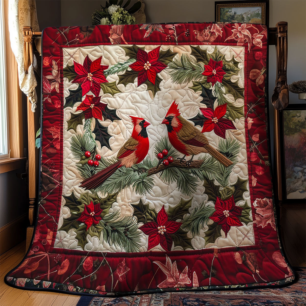 Christmas Cardinals Couple WM0509031CL Quilt