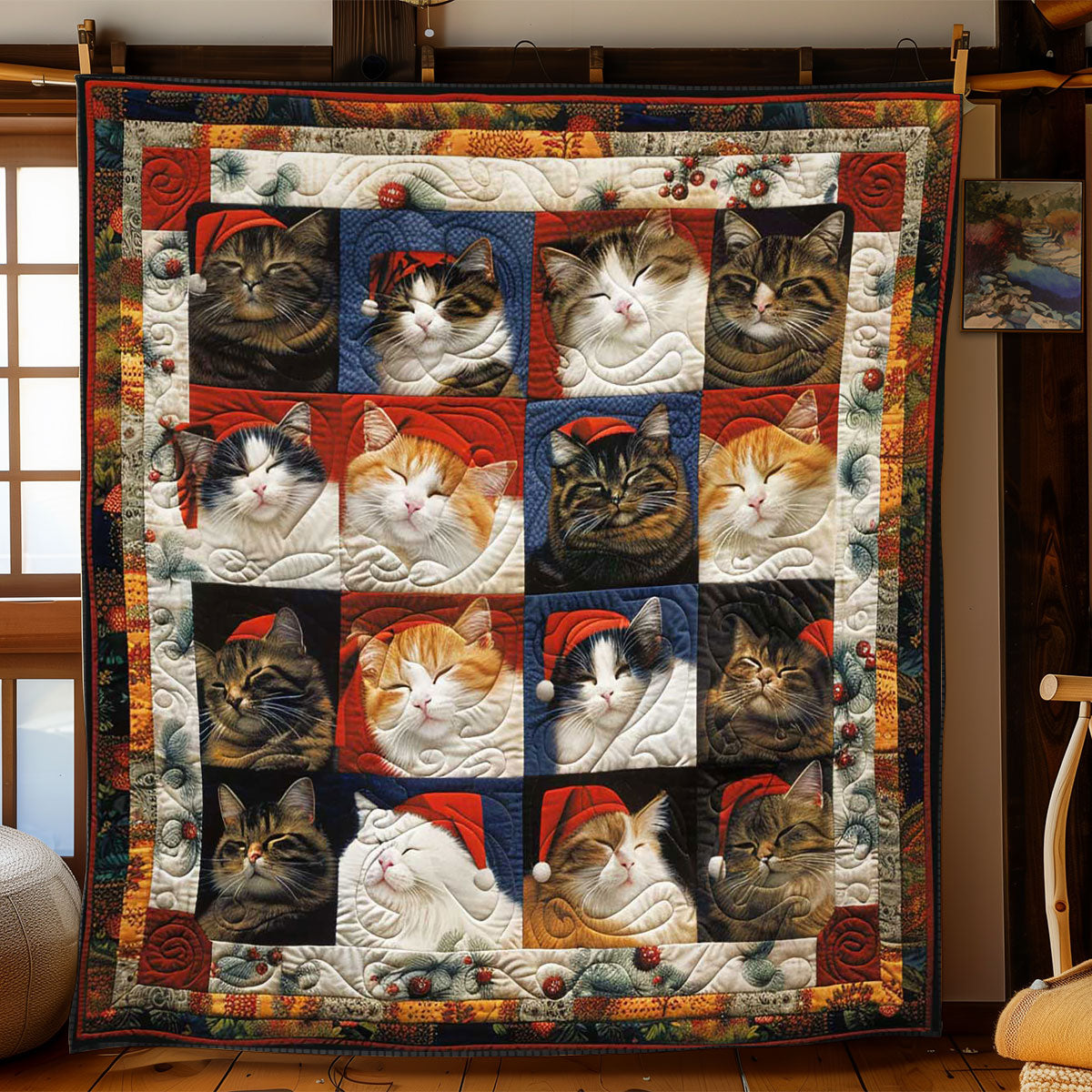 Christmas Cats Naps WN1508108CL Quilt