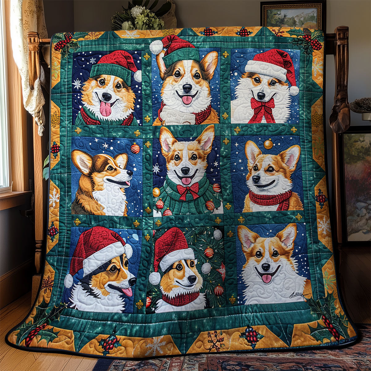 Christmas Corgi WM2008014CL Quilt