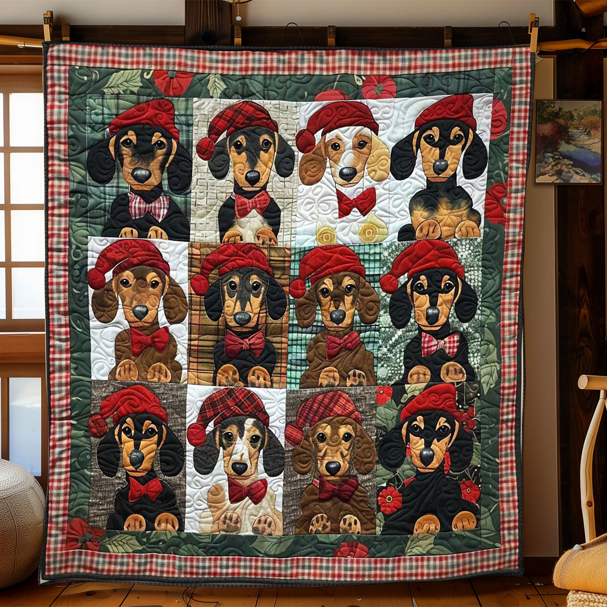 Christmas Dachshund Delight WN1508074CL Quilt