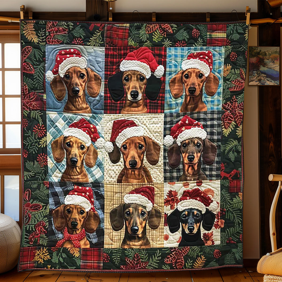 Christmas Dachshund Joy WN1508068CL Quilt