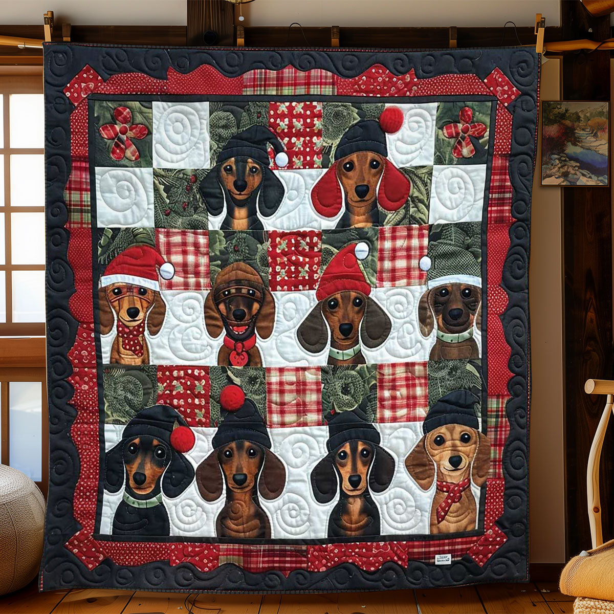 Christmas Dachshund Magic WN1508075CL Quilt