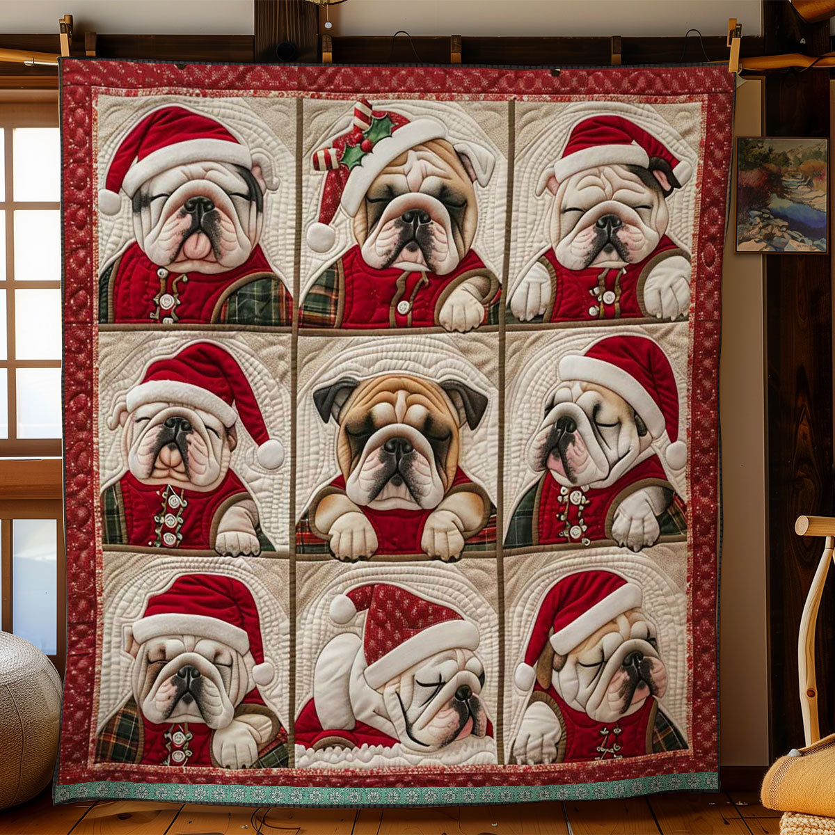 Christmas French Bulldogs Cute WN1609081CL Quilt