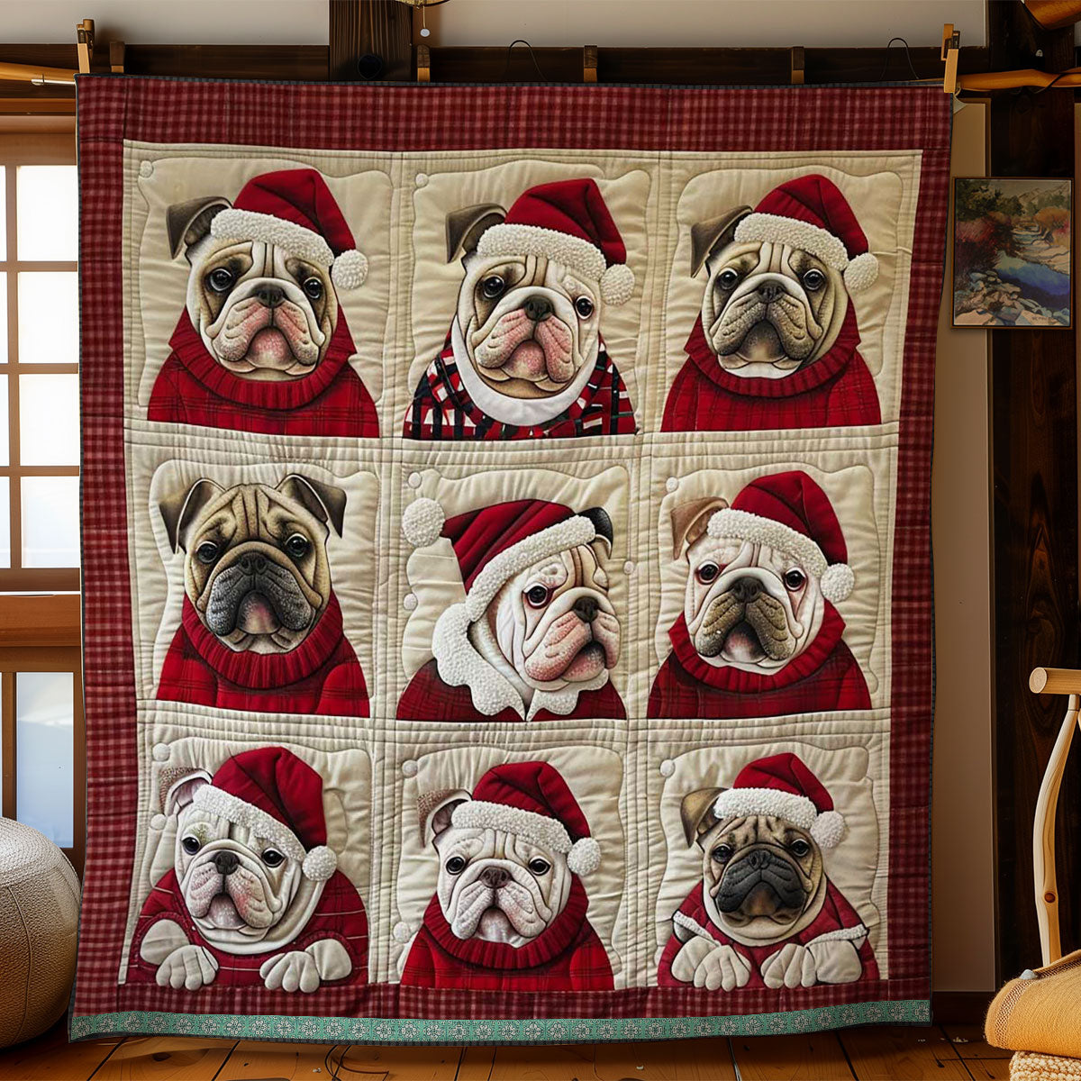 Christmas French Bulldogs WN1609080CL Quilt