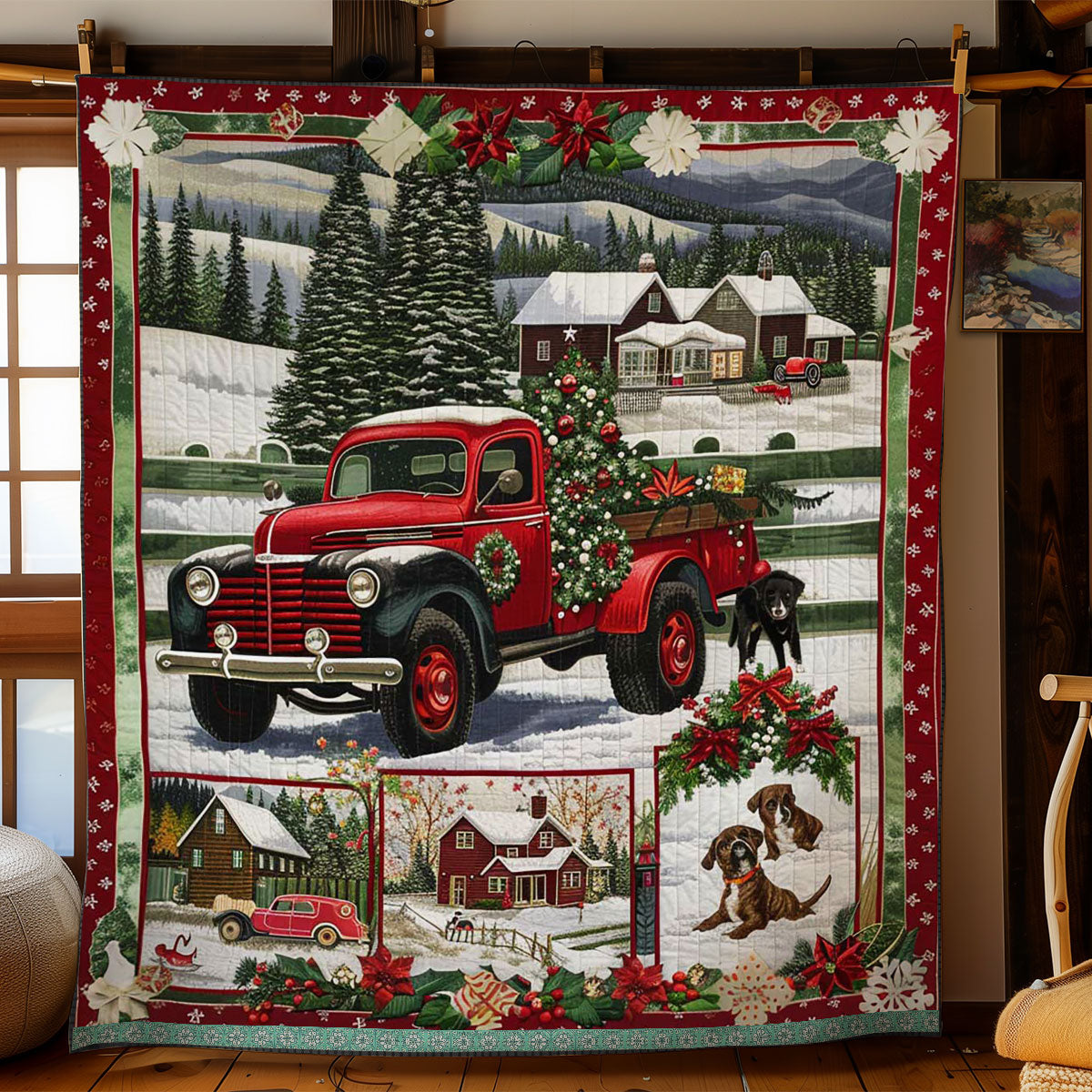 Christmas Morning with Bernese Mountain WN3008013CL Quilt