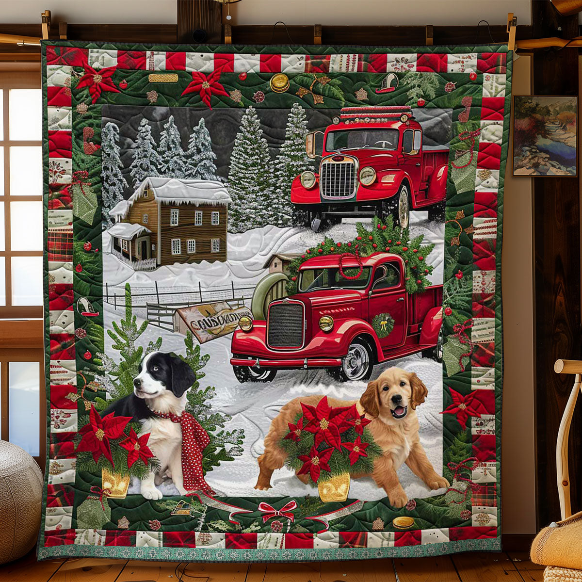 Christmas Truck And Pups WN3008051CL Quilt