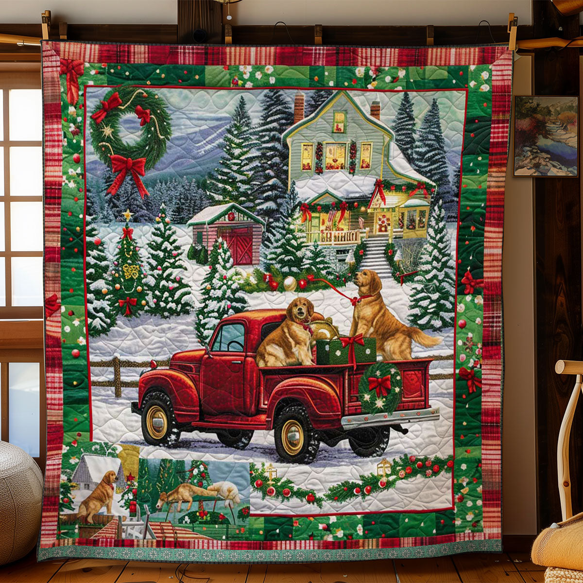 Christmas Truck Puppies WN3008050CL Quilt