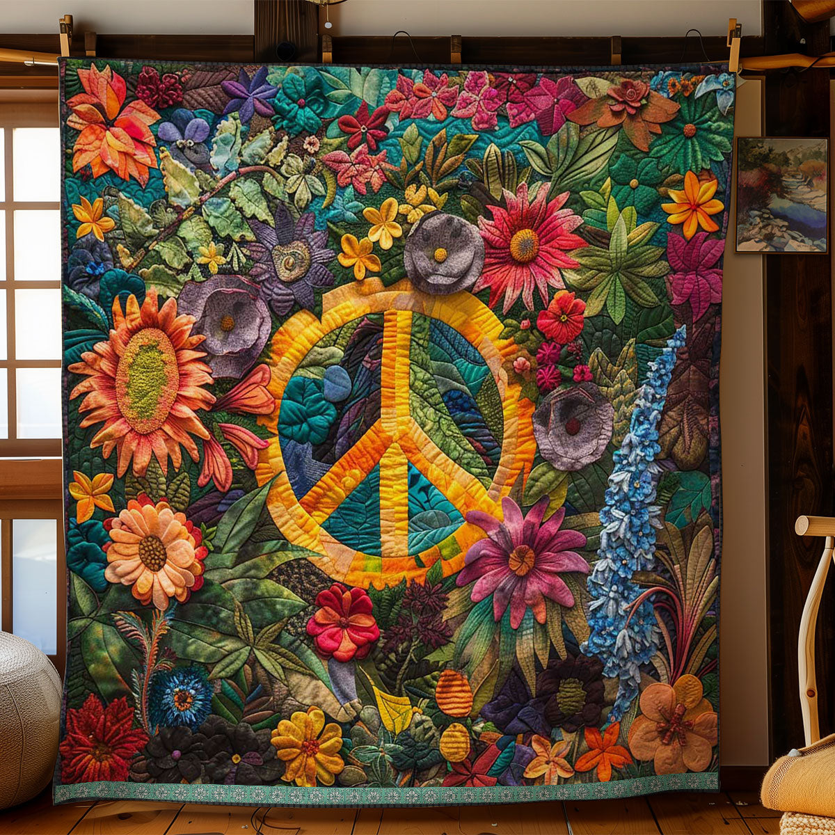 Circle Of Peaceful Petals WN1609038CL Quilt