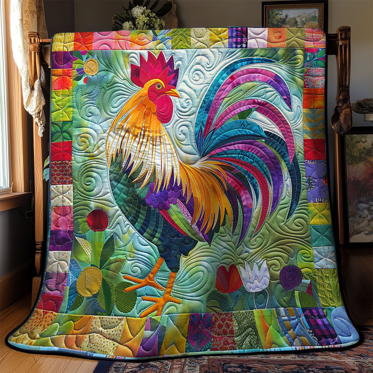 Colorful Rooster WM2408007CL Quilt