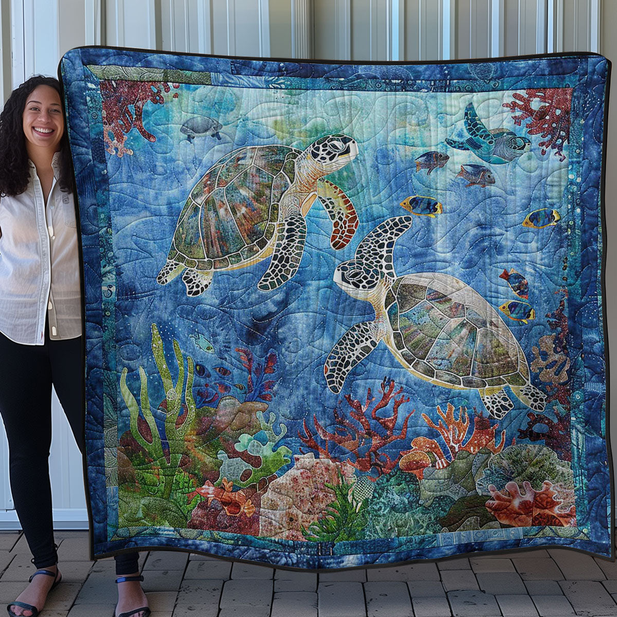 Coral Turtle Glide WN0808071CL Quilt