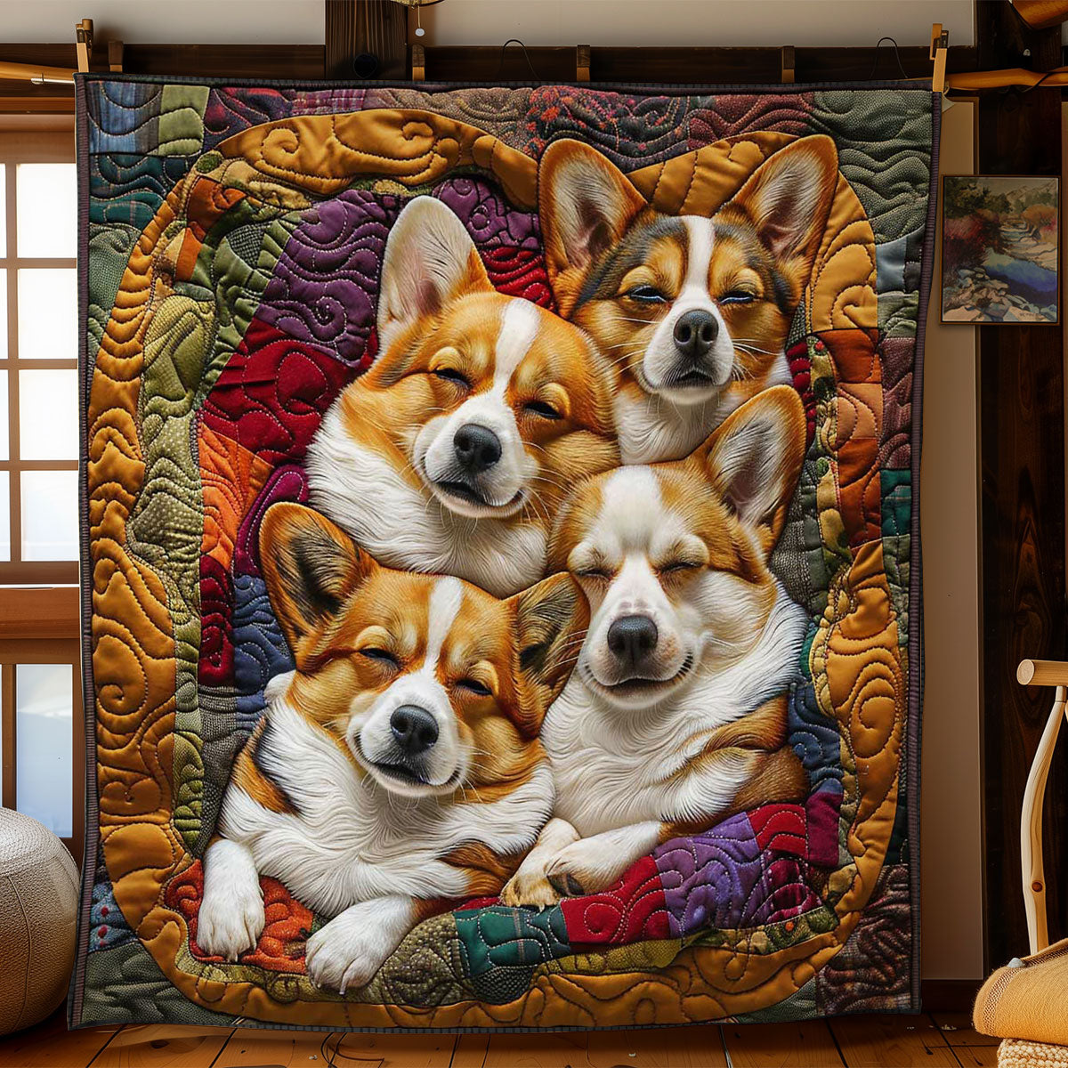 Corgi’s Warm Retreat WN2808068CL Quilt