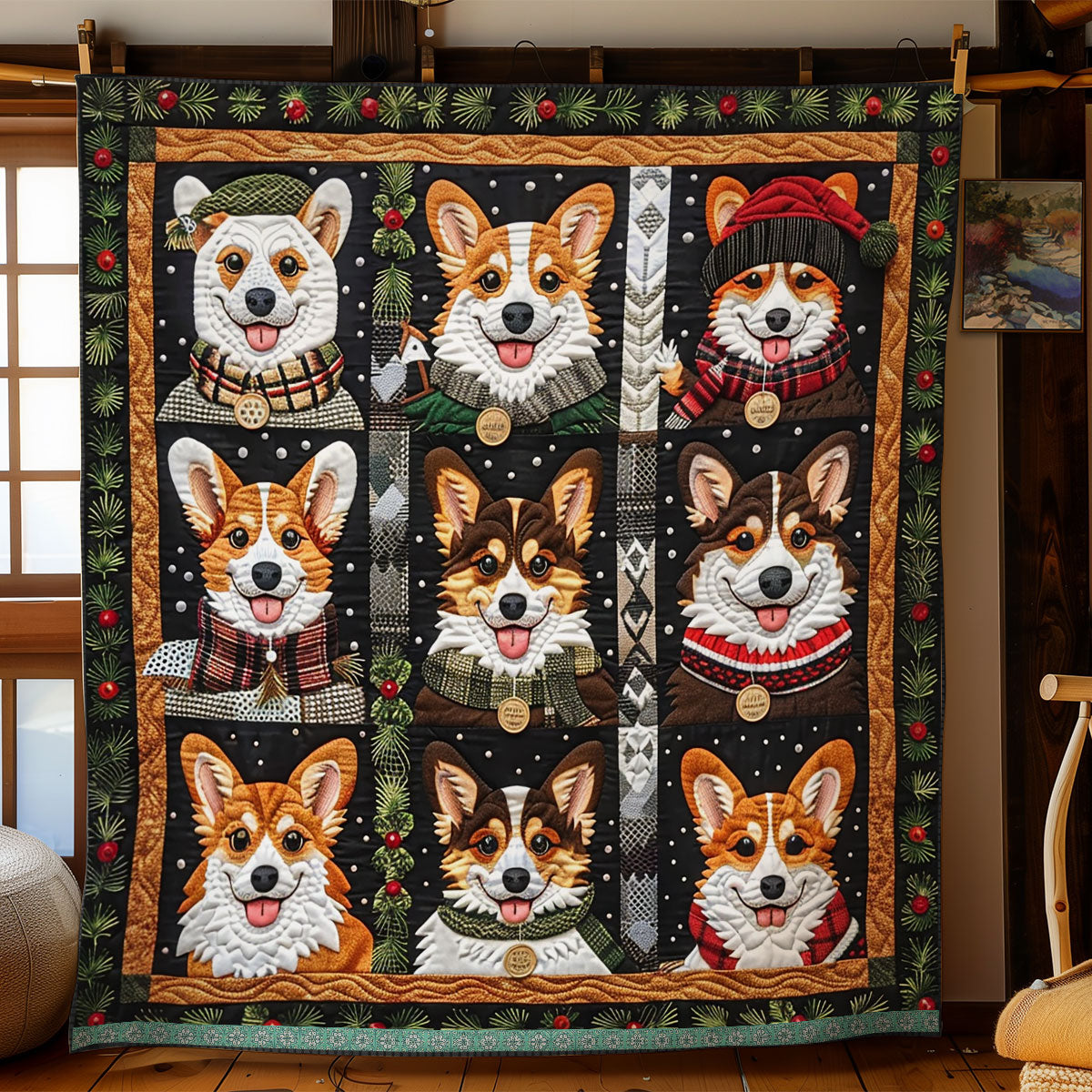 Corgis and Cozy Moments WN0909036CL Quilt