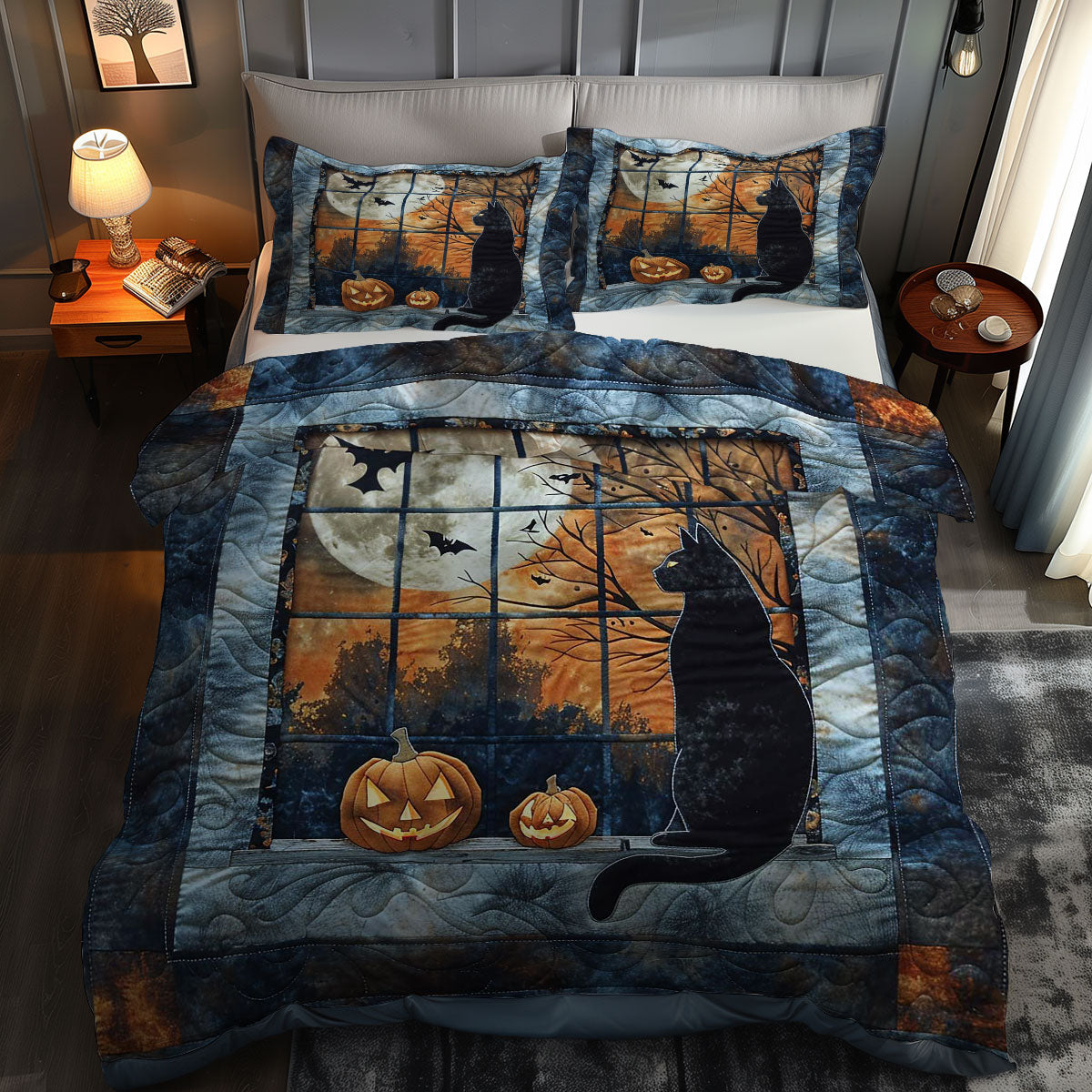 Christmas Cat And Pumpkins WN2407007CL Duvet Cover Set