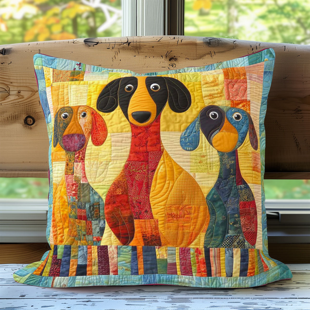 Dachshund Herd WN2208065CL Quilt Pillow Case