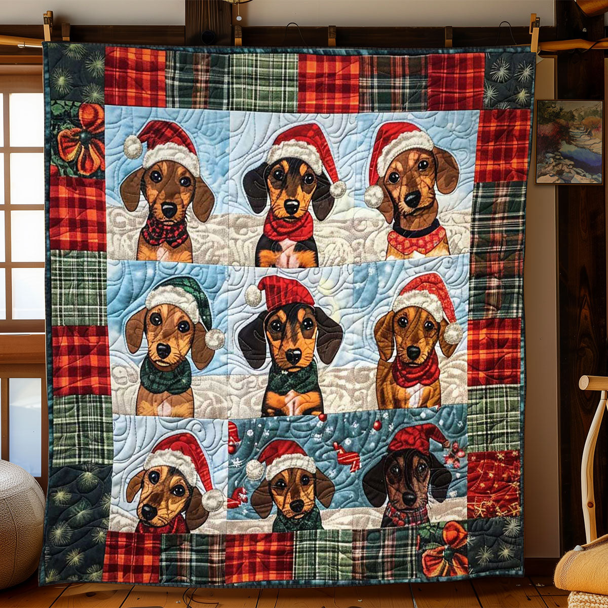 Dachshund Merry Moments WN1508073CL Quilt