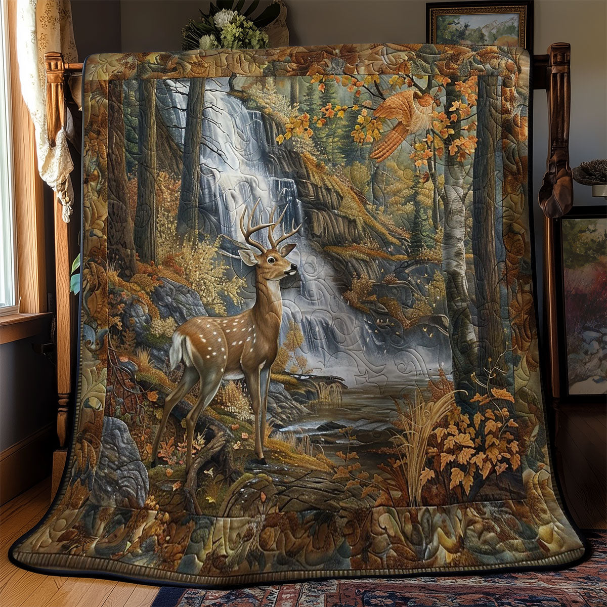 Disoriented Deer Autumn Forest WM2108002CL Quilt