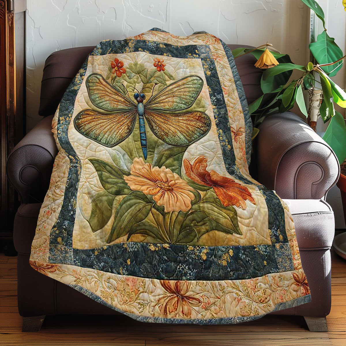 Dragonfly And Flowers WN3107014CL Quilt