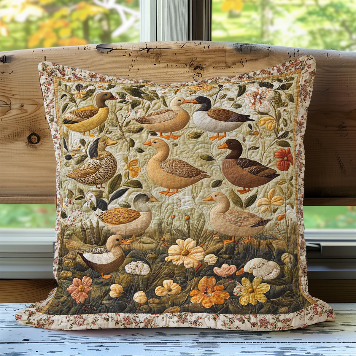 Duckling and Flowers WN3107066CL Quilt Pillow Case