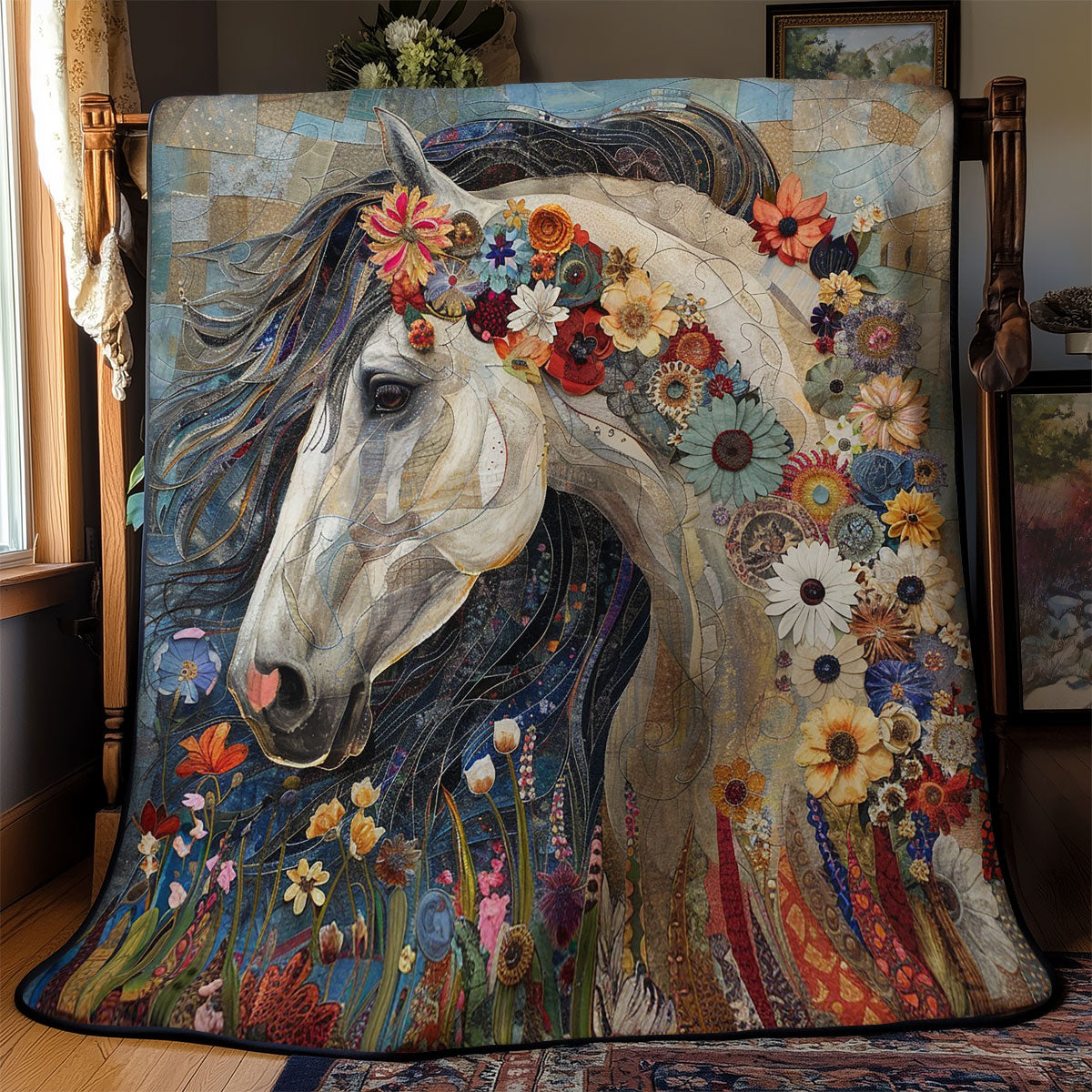 Elegant Florals Horse WM1608021CL Quilt