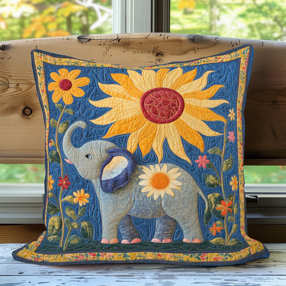 Elephant And Sunflowers WN0108005CL Quilt Pillow Case