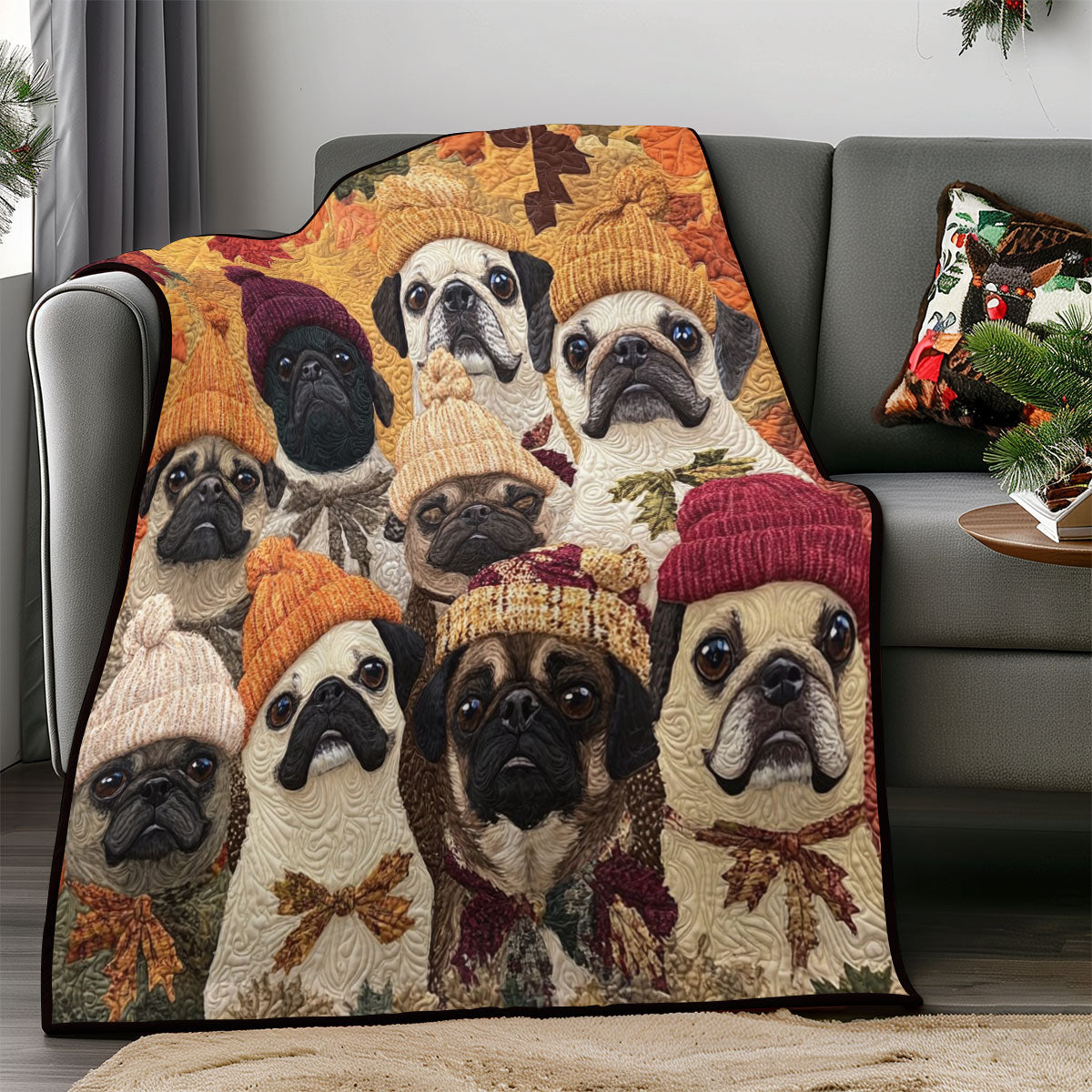 Fall Pugs WM0208013CL Quilt