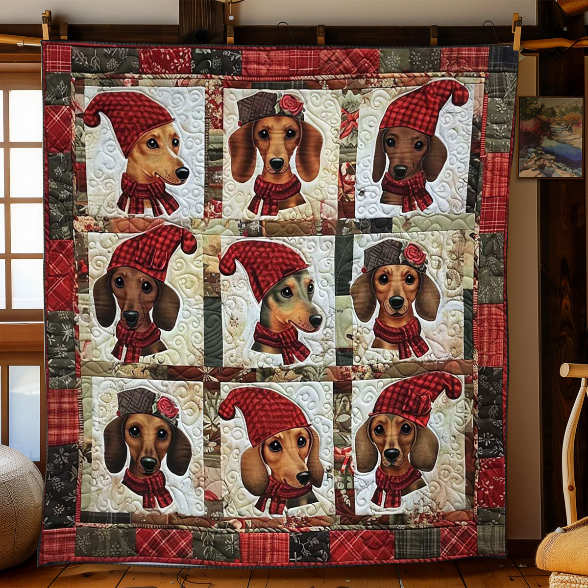 Festive Dachshund WN1508070CL Quilt