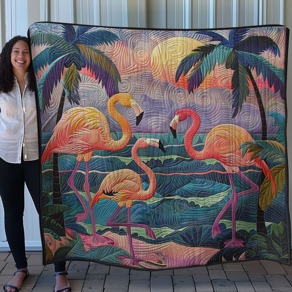 Flamingo Beach Bliss WN0808151CL Quilt