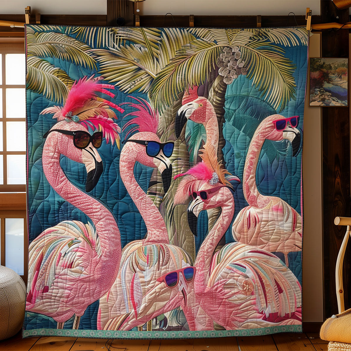 Flamingo In Sunglasses Bliss WN0909044CL Quilt