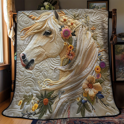 Floral Beige Horse WM2008032CL Quilt