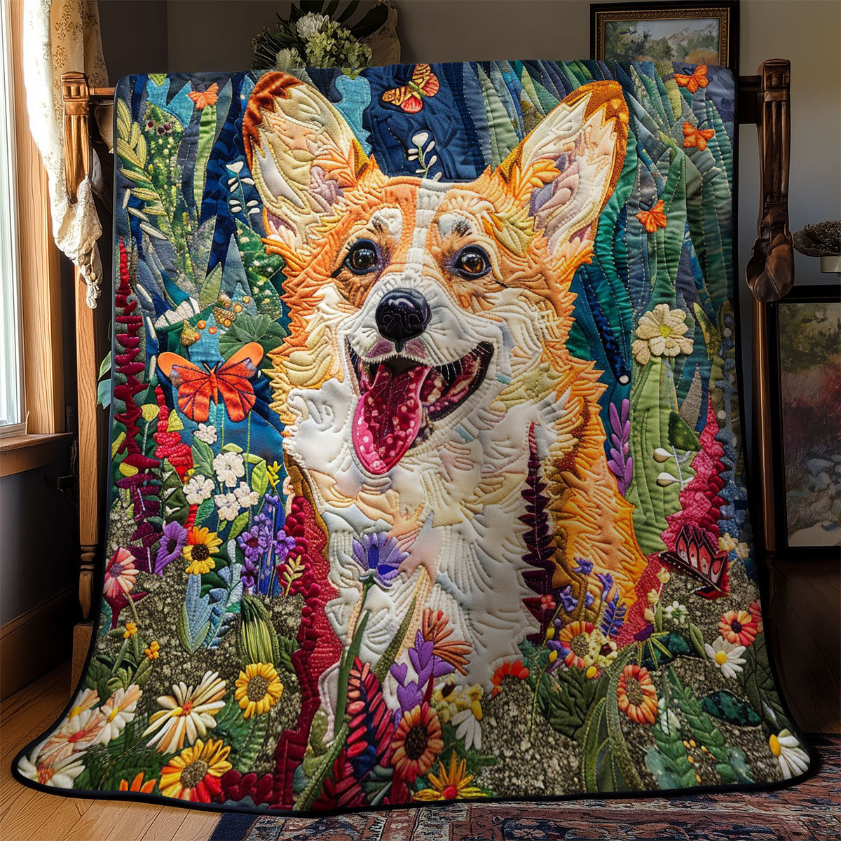 Floral Corgi WM2908021CL Quilt