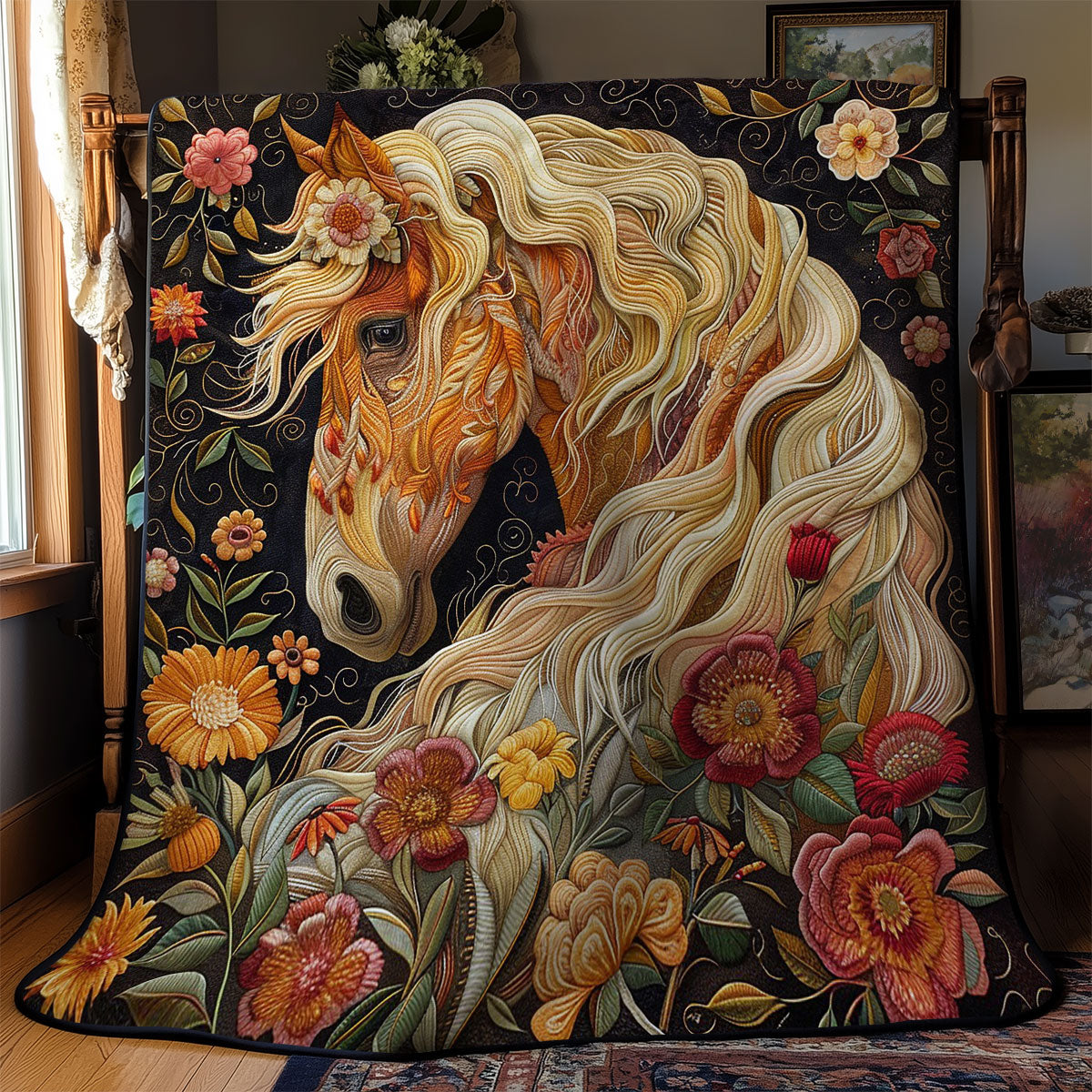 Floral Mane's Horse WM0909017CL Quilt