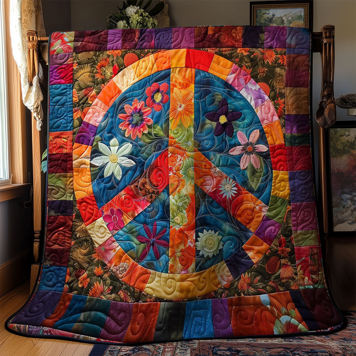 Floral Peace Sign WM0909010CL Quilt