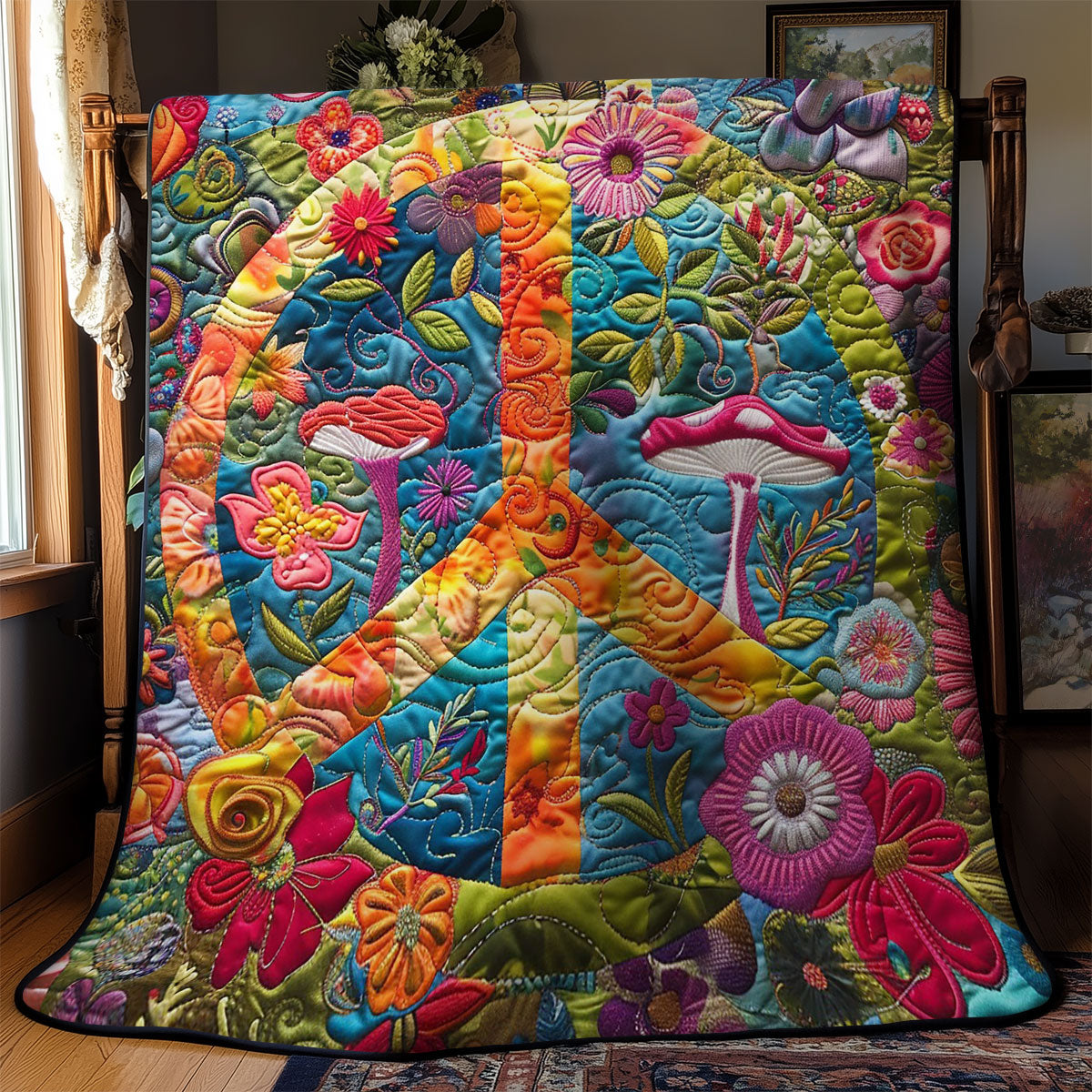 Florals Hippie Sign WM2308041CL Quilt