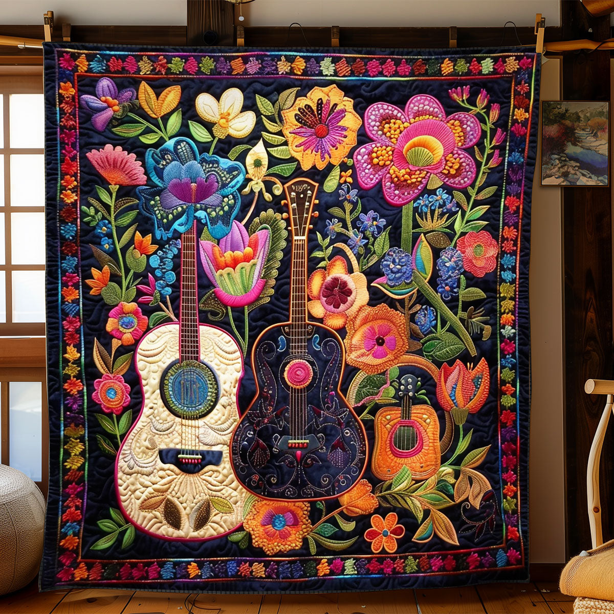 Flower Guitar Dreams WN2208132CL Quilt