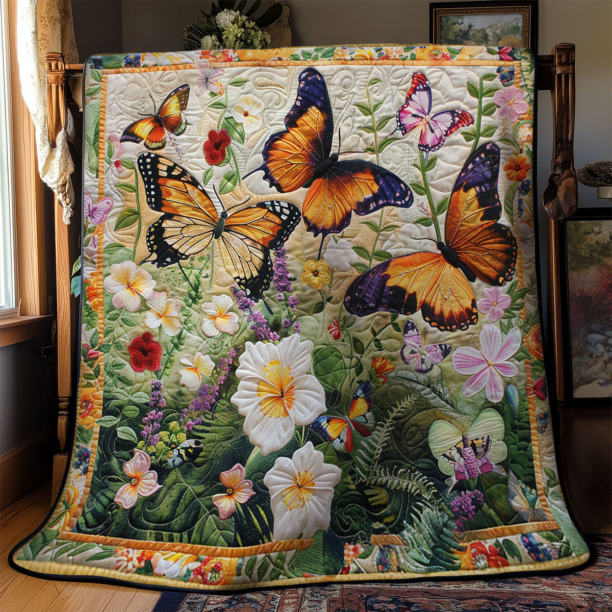 Flowers And Butterflies WM2108021CL Quilt