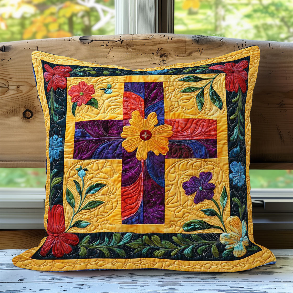 Flowers Cross WN0108014CL Quilt Pillow Case