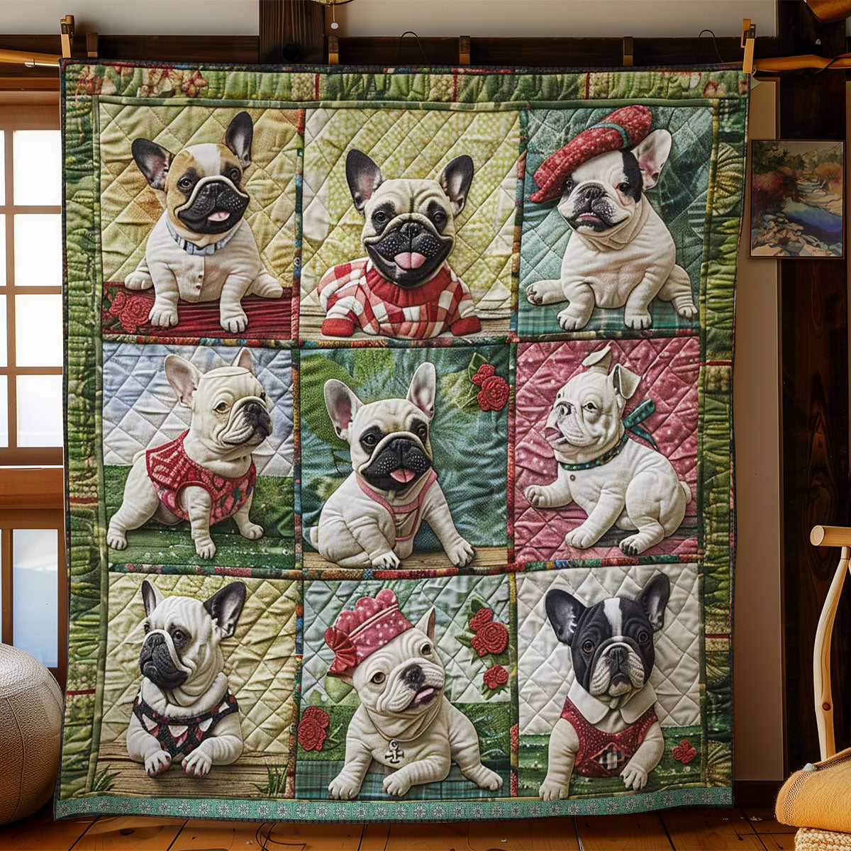 French Bulldogs Lively WN1209033CL Quilt