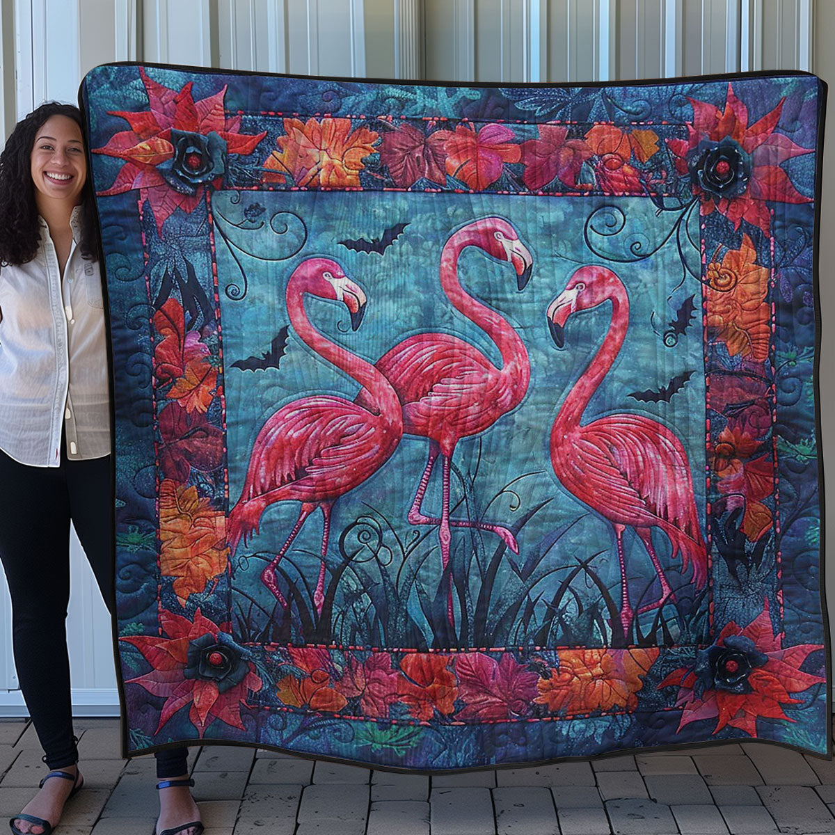 Ghostly Flamingo Perch WN0908012CL Quilt