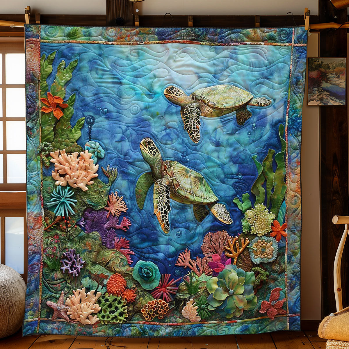 Glowing Turtle Reef Throw WN1008025CL Quilt