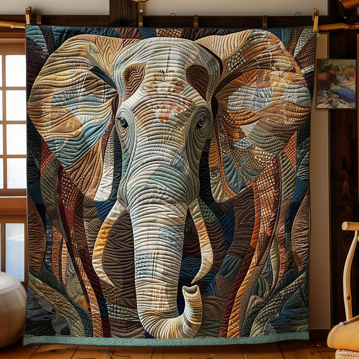 Golden Brown Elephant WN2908040CL Quilt