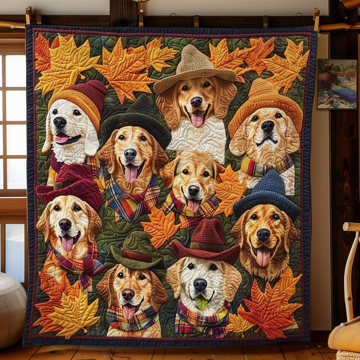 Golden Dogs Autumn Charm WN2708013CL Quilt