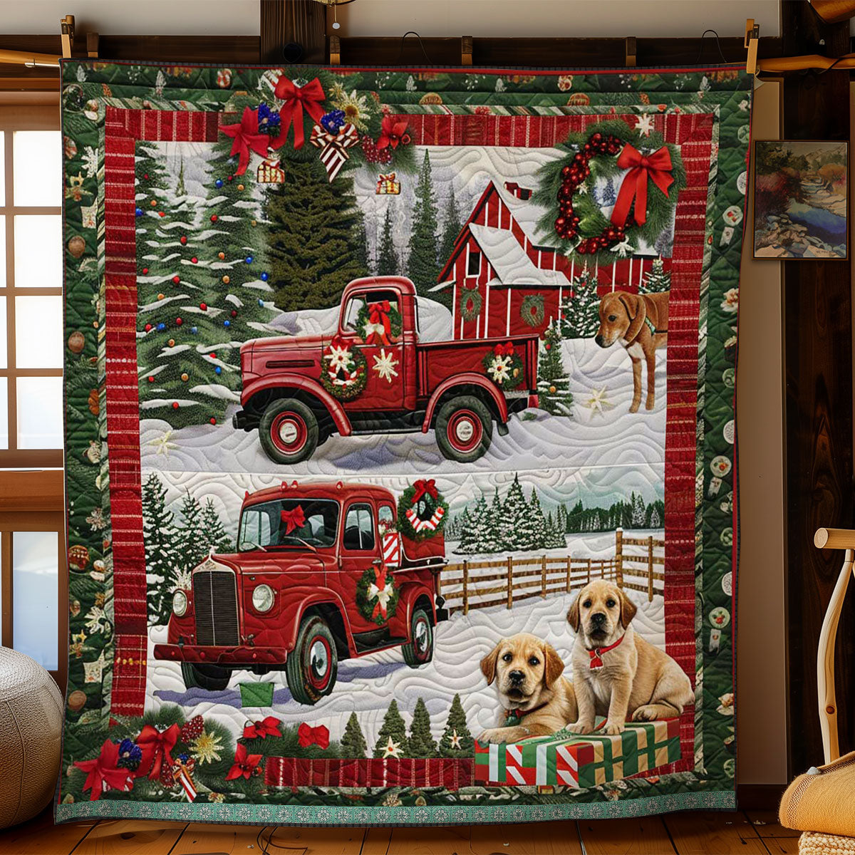 Golden Retriever Christmas Joy WN3008048CL Quilt