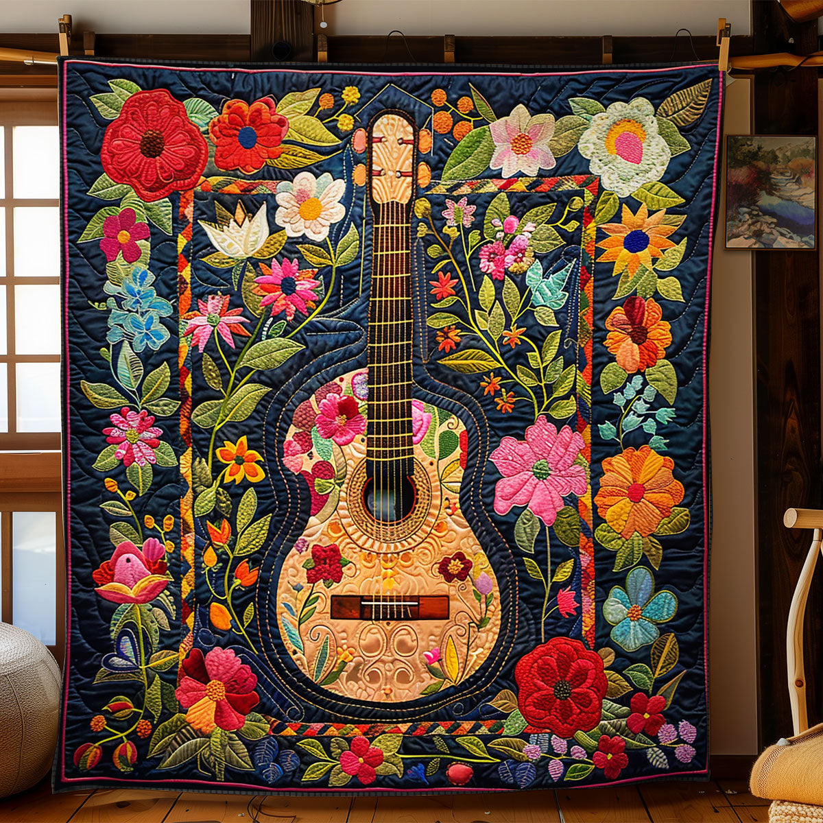 Groovy Guitar Blossoms WN2208124CL Quilt