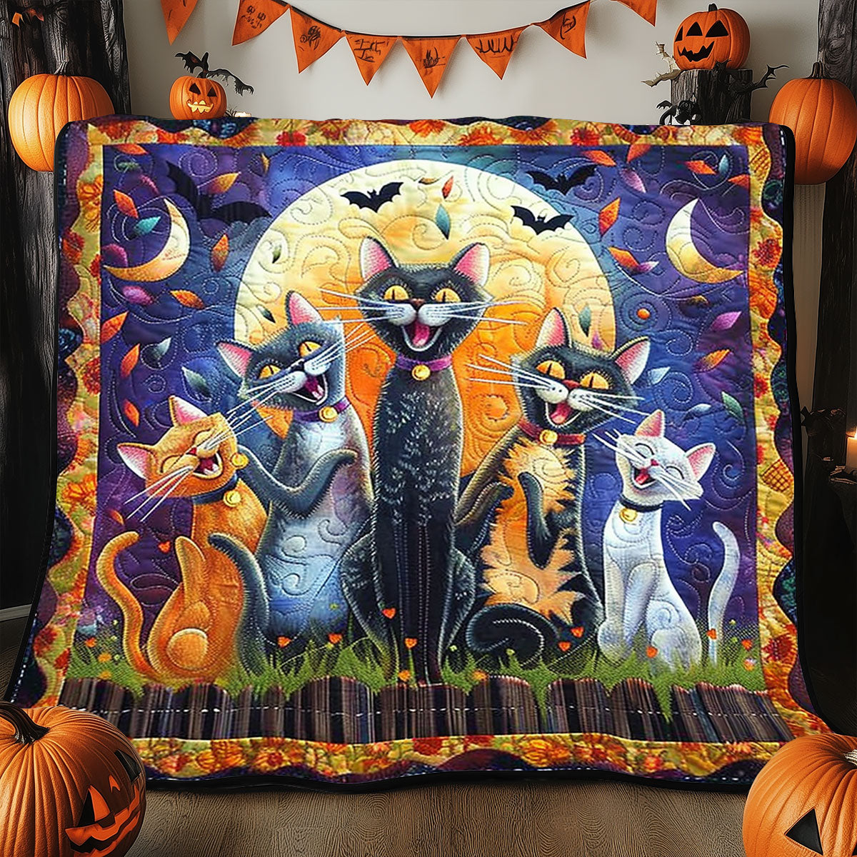 Halloween Cat Night SR2008021CL Quilt