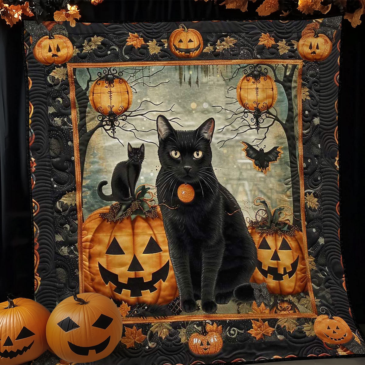 Halloween Cat's Pumpkin Patch WN1908099CL Quilt