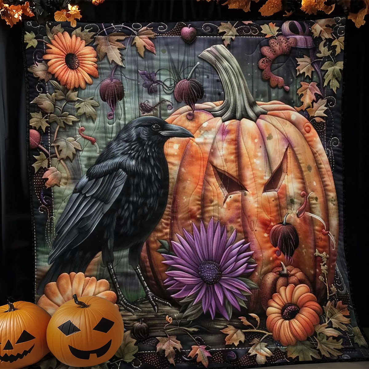 Halloween Pumpkin Crow WN1908072CL Quilt