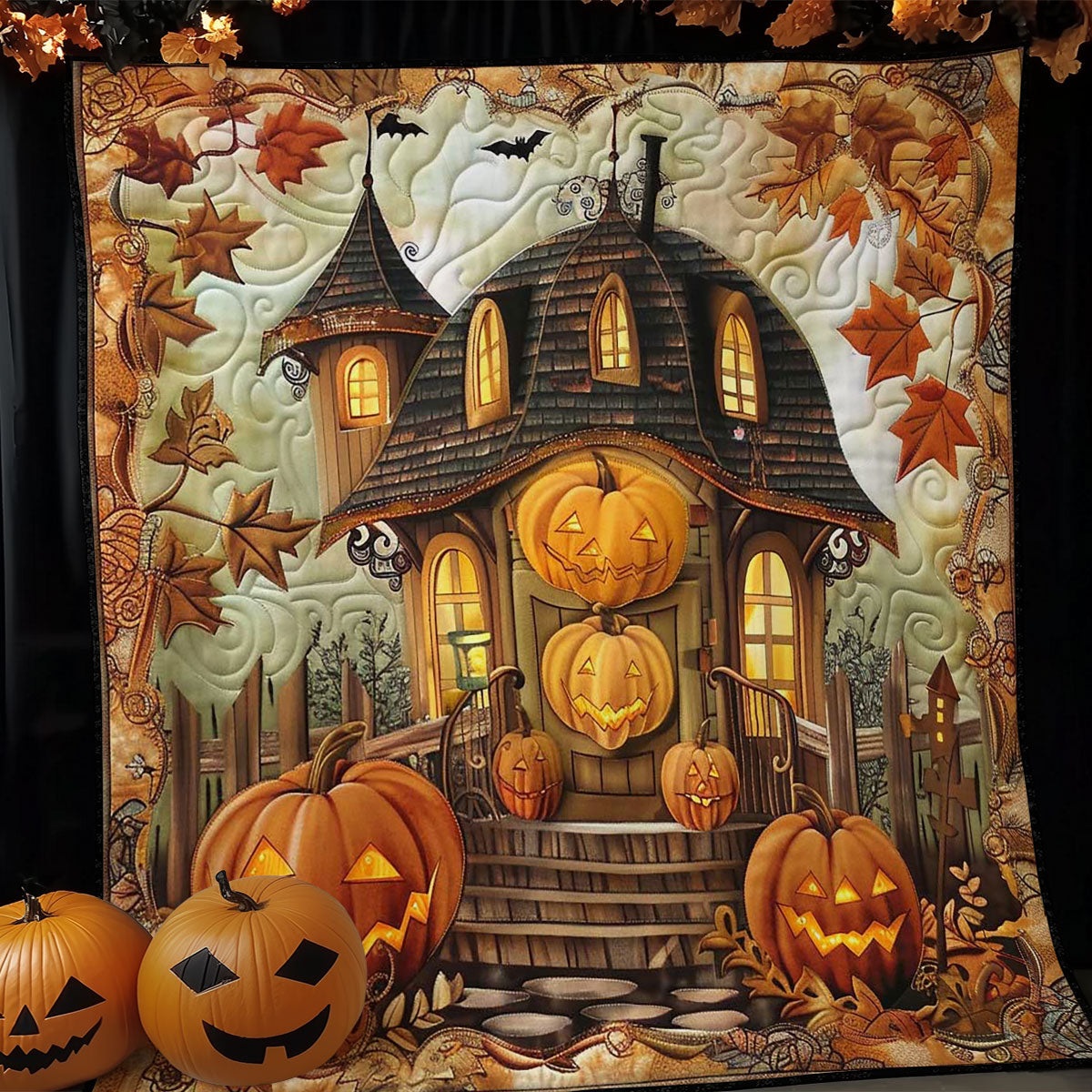 Halloween Pumpkin Mansion WN1908062CL Quilt